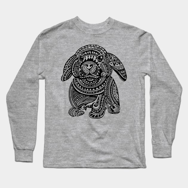 Polynesian Bunny Long Sleeve T-Shirt by huebucket